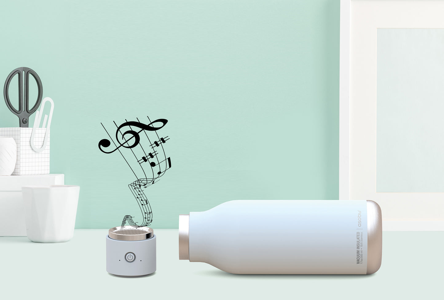 Wireless Beat - isolierte Edelstahlflasche mit Bluetooth Lautsprecher